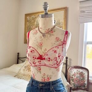 red heart bra  adore me red heart embroidered bra 36c
